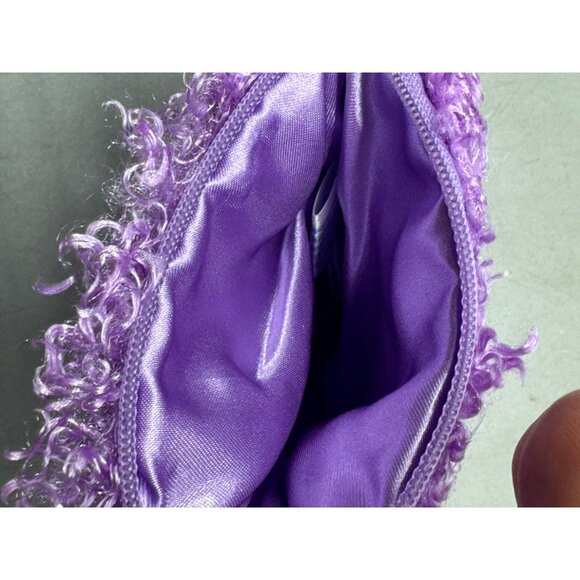 Bella Bee Purple Fuzzy Handbag Clear Handle for kids plastic handles 5x7" READ - Picture 6 of 6